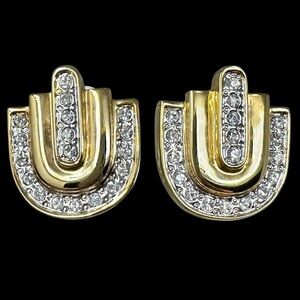 Park Lane Vintage Rhinestone Gold & Silver Tone Clip On Earrings